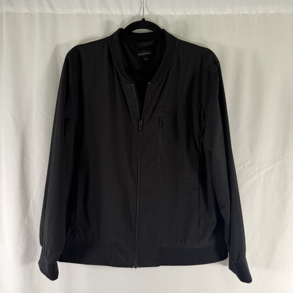 Banana Republic Jacket Women's Large Black Full Zip Pockets Windbreaker